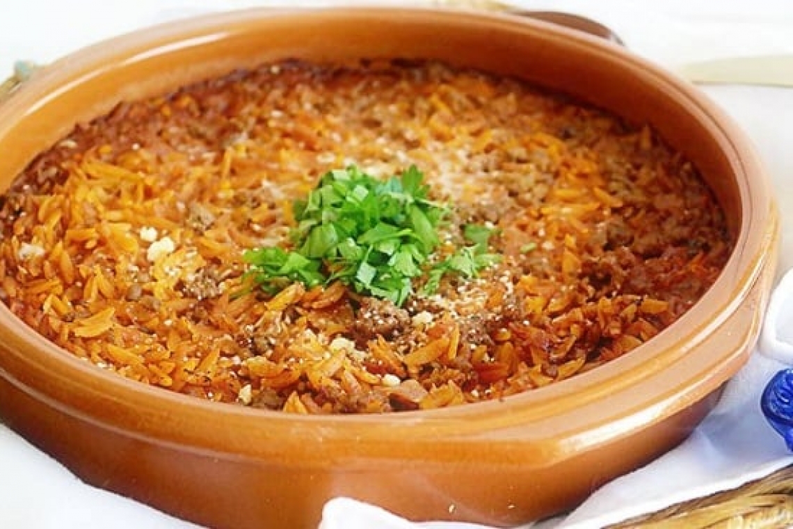 طاجن لسان العصفور باللحمه المفرومه 